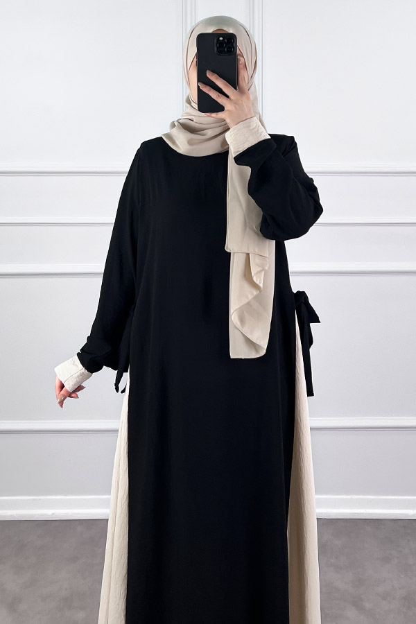 Garnili Fiyonklu Ayrobin Elbise - Krem Garnili Fiyonklu Ayrobin Elbise - Krem