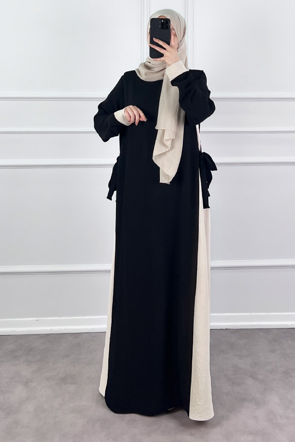 Garnili Fiyonklu Ayrobin Elbise - Krem Garnili Fiyonklu Ayrobin Elbise - Krem