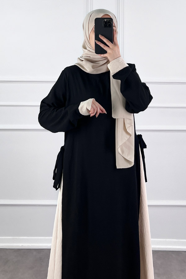 Garnili Fiyonklu Ayrobin Elbise - Krem Garnili Fiyonklu Ayrobin Elbise - Krem