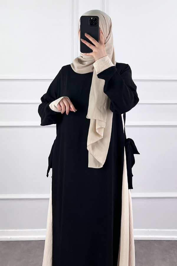 Garnili Fiyonklu Ayrobin Elbise - Krem Garnili Fiyonklu Ayrobin Elbise - Krem