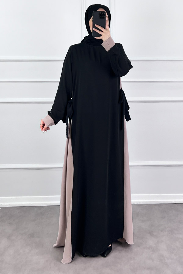 Garnili Fiyonklu Ayrobin Elbise - Taş