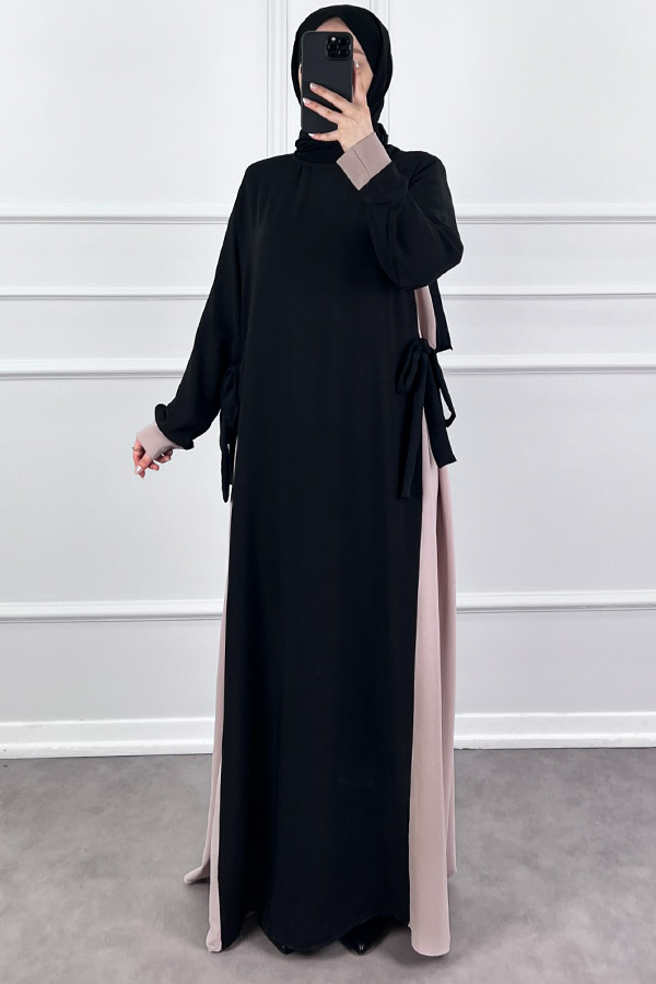 Garnili Fiyonklu Ayrobin Elbise - Taş