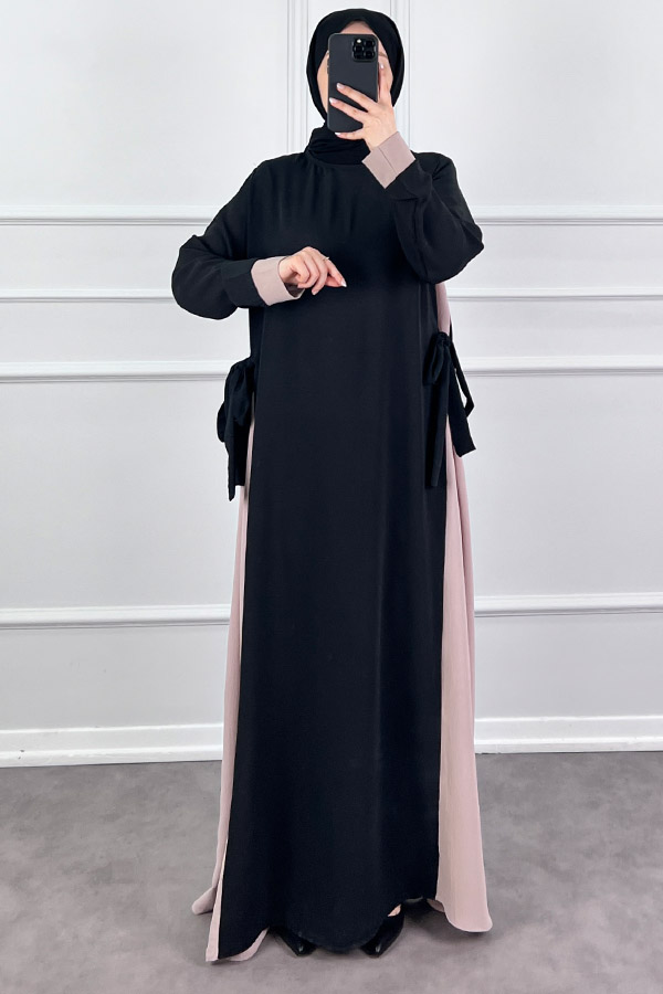 Garnili Fiyonklu Ayrobin Elbise - Taş