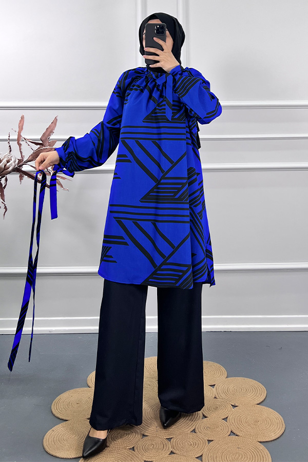 Geometri Desen İkili Takım - Mavi