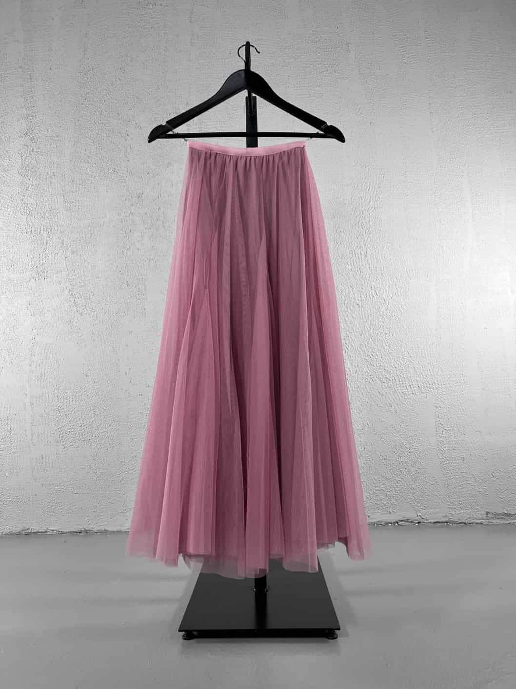 İçi Astarlı Tütülü Etek - Pudra