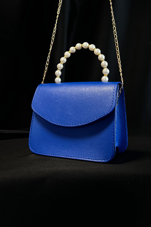 İnci Saplı Çanta - Sax Mavisi İnci Saplı Çanta - Sax Mavisi