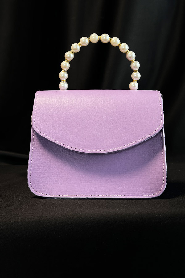 İnci Saplı Çanta - Lila