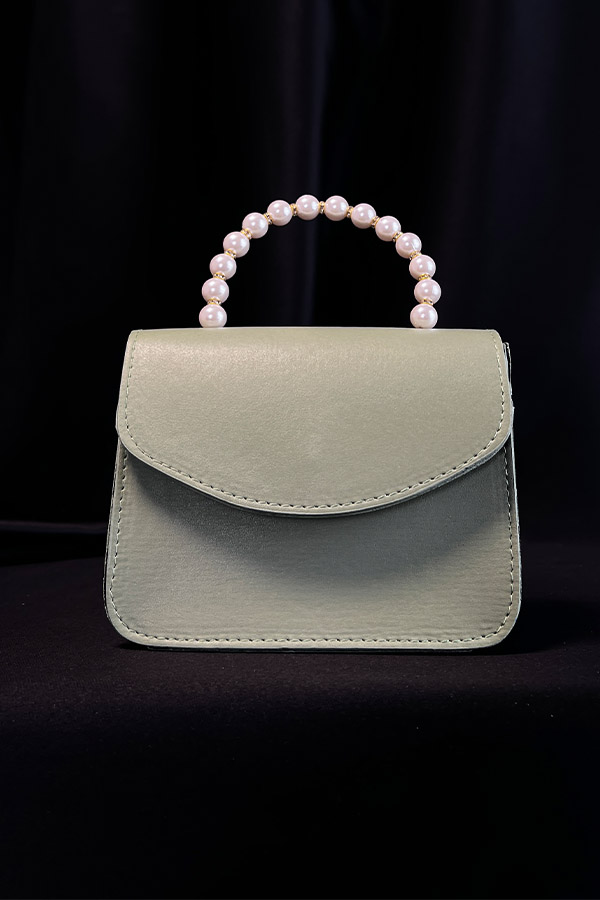 İnci Saplı Çanta - Su Yeşili