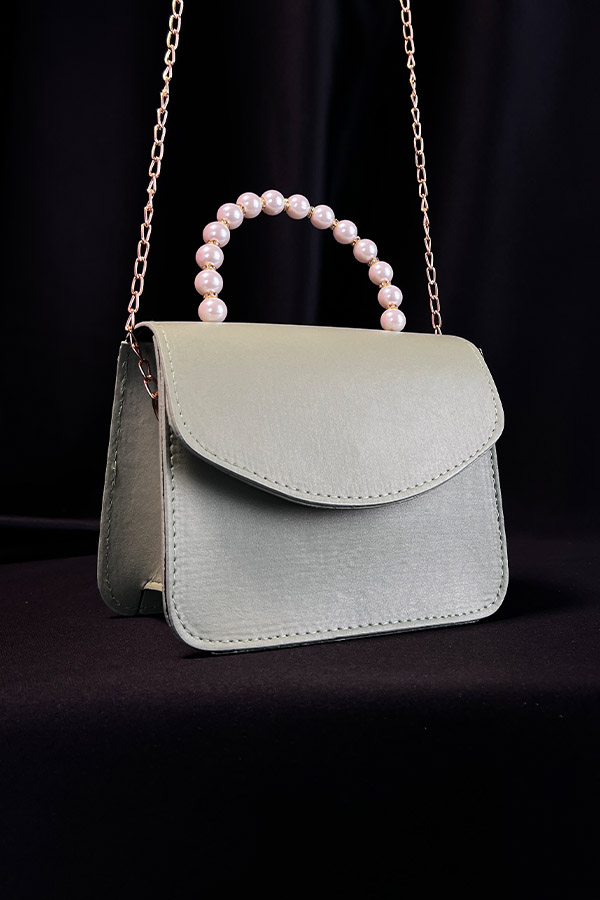 İnci Saplı Çanta - Su Yeşili