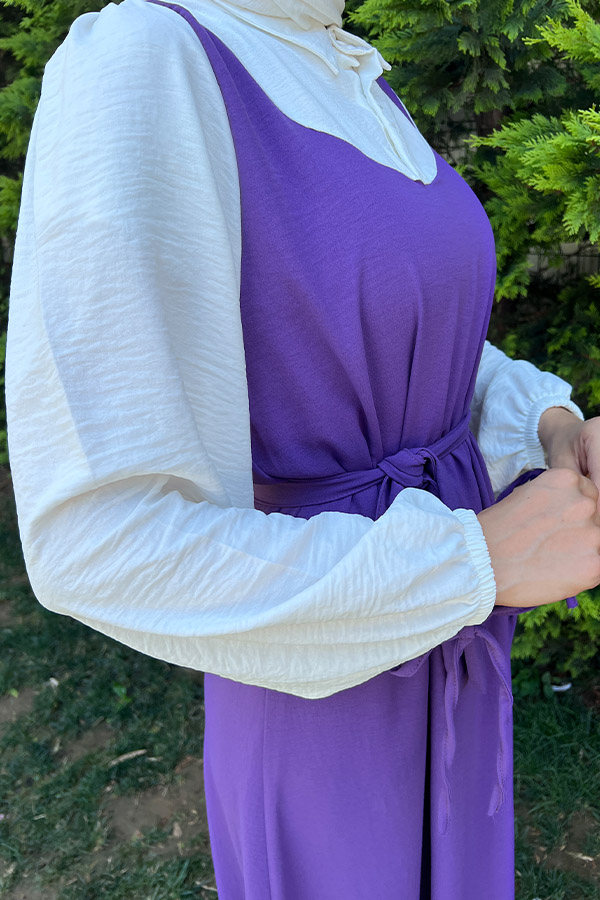 Jile Detaylı Elbise - Fuşya