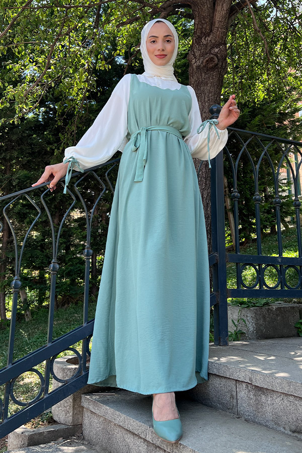 Jile Detaylı Elbise - Mint