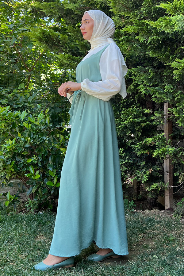 Jile Detaylı Elbise - Mint