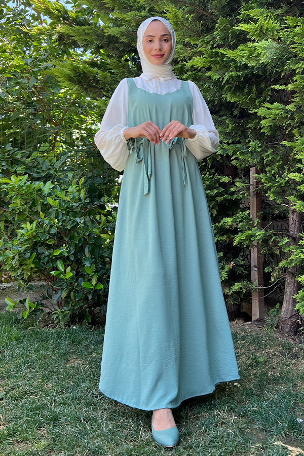 Jile Detaylı Elbise - Mint