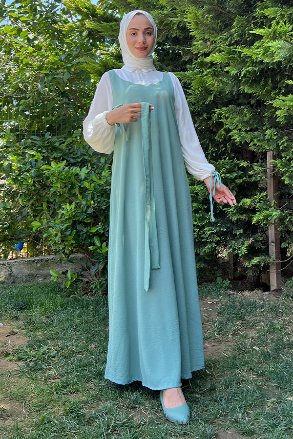 Jile Detaylı Elbise - Mint