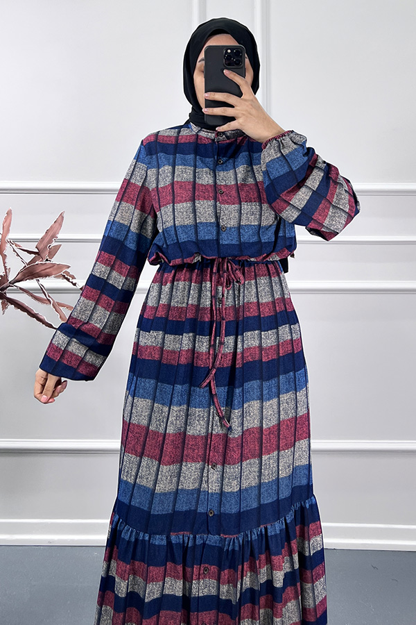 Kare Desen Elbise - Pembe Kare Desen Elbise - Pembe