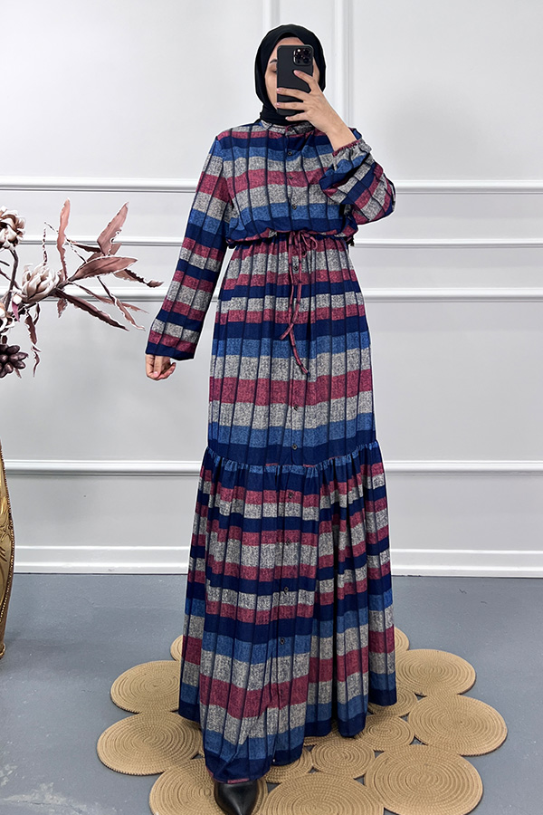 Kare Desen Elbise - Pembe Kare Desen Elbise - Pembe