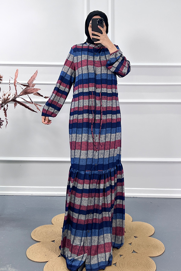 Kare Desen Elbise - Pembe Kare Desen Elbise - Pembe