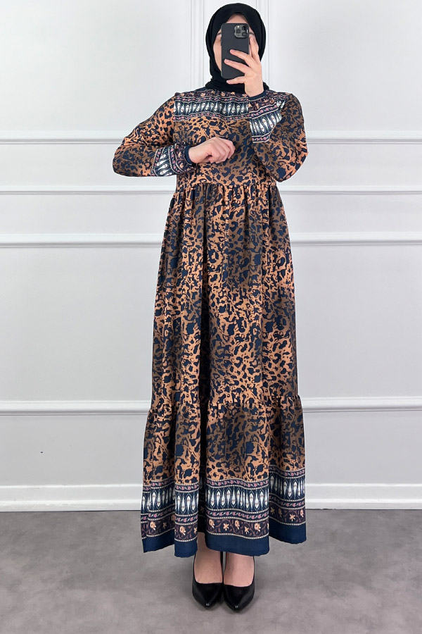 Kobe Krep Leo Elbise - Kahverengi