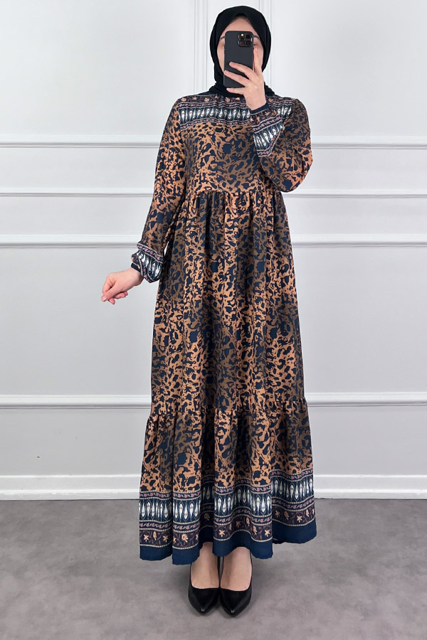 Kobe Krep Leo Elbise - Kahverengi