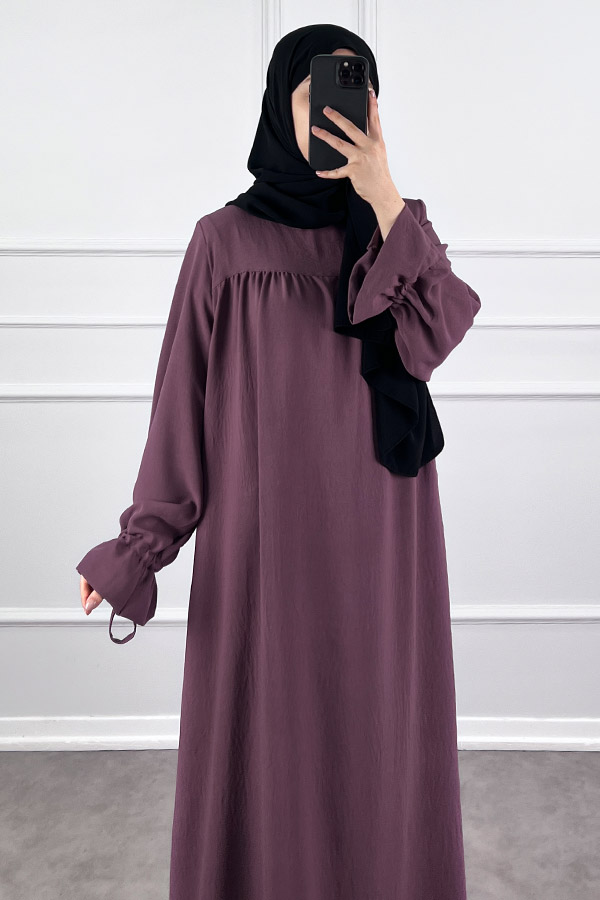 Kolları Detaylı Elbise - Gül Kurusu