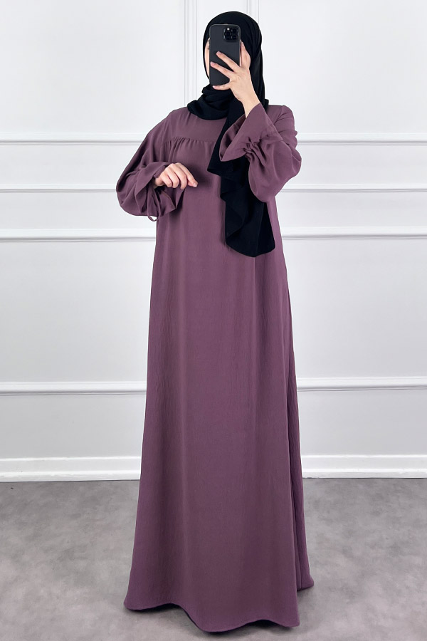 Kolları Detaylı Elbise - Gül Kurusu