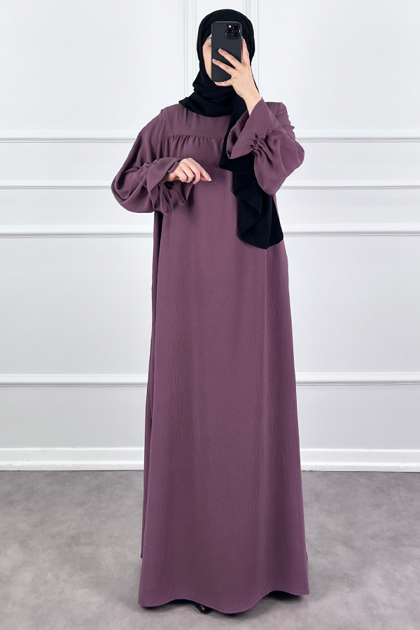 Kolları Detaylı Elbise - Gül Kurusu