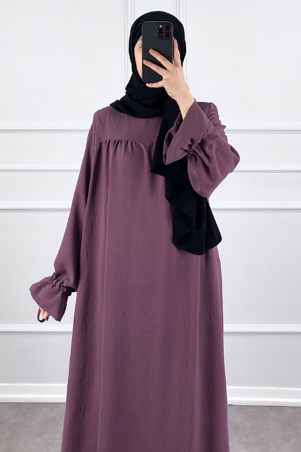 Kolları Detaylı Elbise - Gül Kurusu