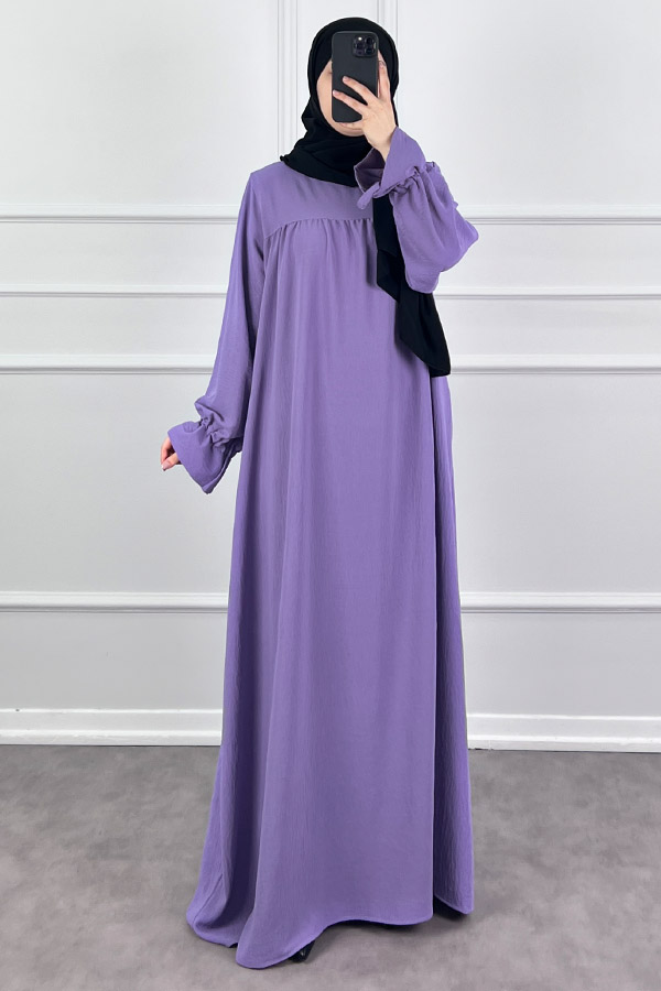 Kolları Detaylı Elbise - Lila