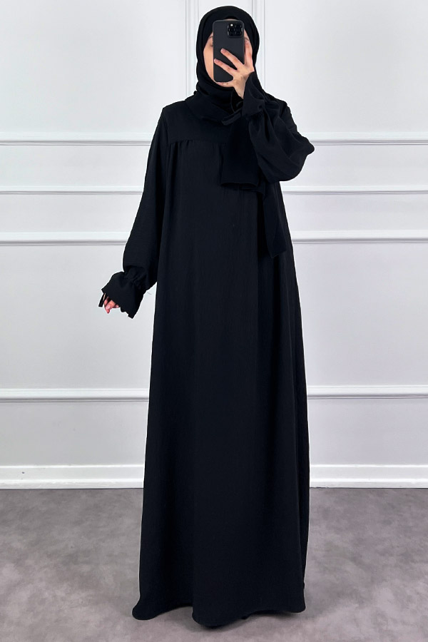 Kolları Detaylı Elbise - Siyah