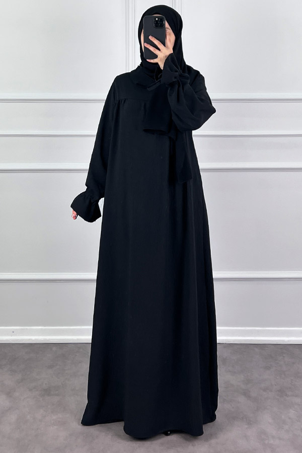 Kolları Detaylı Elbise - Siyah