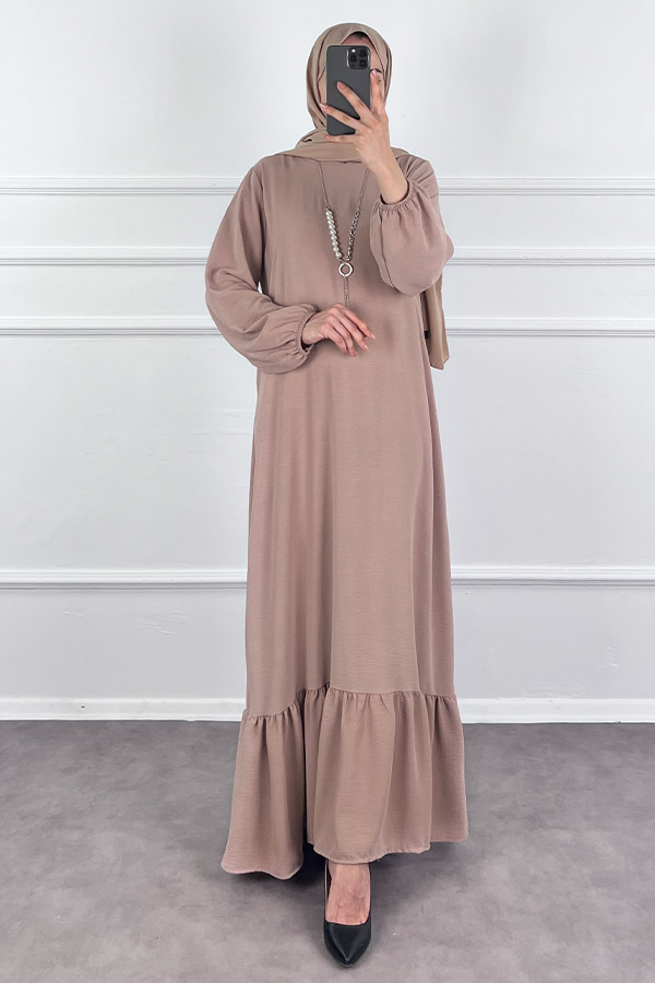 Kolyeli Tesettür Elbise - Taş