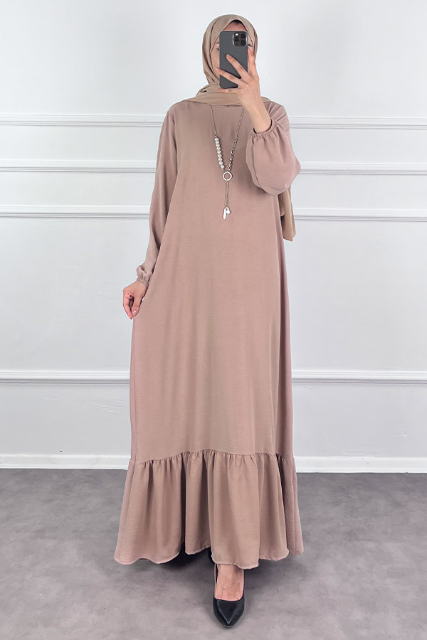 Kolyeli Tesettür Elbise - Taş