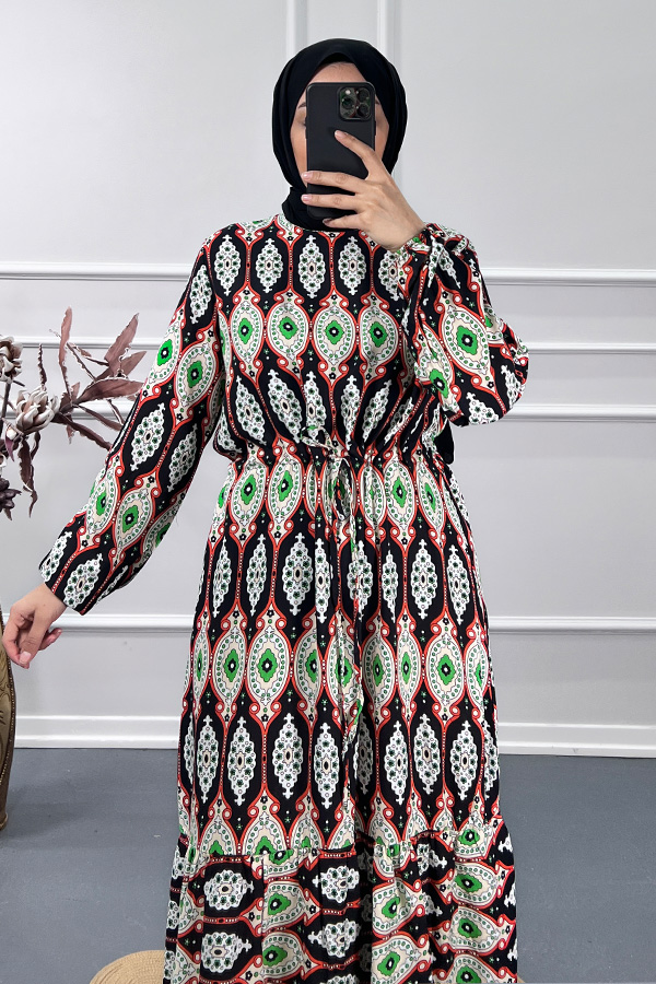 Kültür Desen Elbise - Siyah Kültür Desen Elbise - Siyah