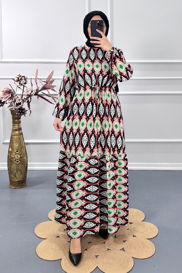 Kültür Desen Elbise - Siyah Kültür Desen Elbise - Siyah