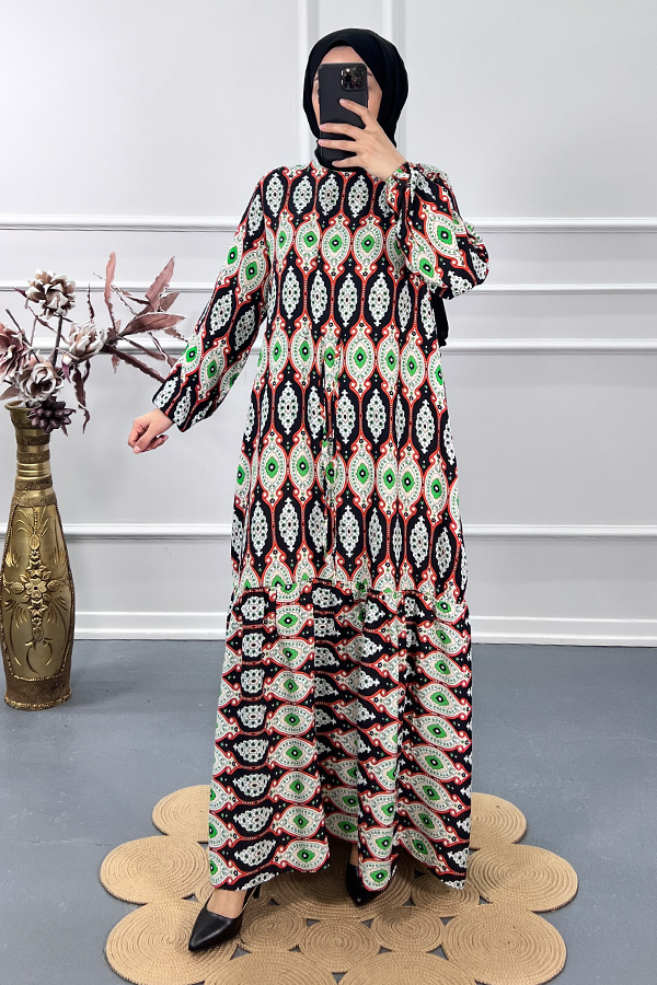 Kültür Desen Elbise - Siyah Kültür Desen Elbise - Siyah