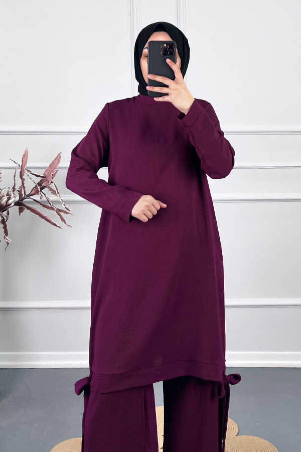 Kurdele Detaylı Takım - Mor Kurdele Detaylı Takım - Mor