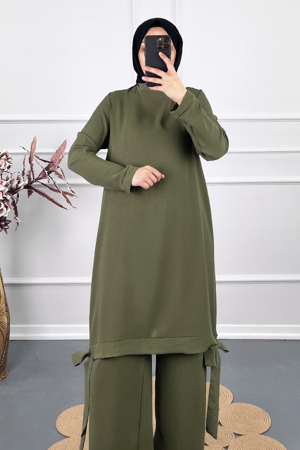 Kurdele Detaylı Takım - Yeşil