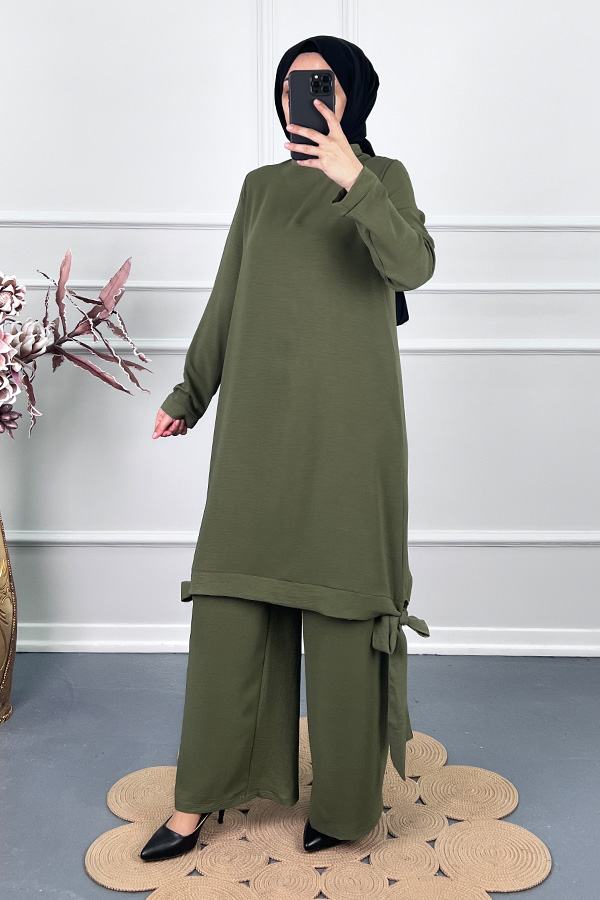 Kurdele Detaylı Takım - Yeşil