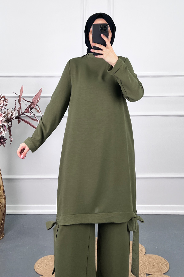 Kurdele Detaylı Takım - Yeşil