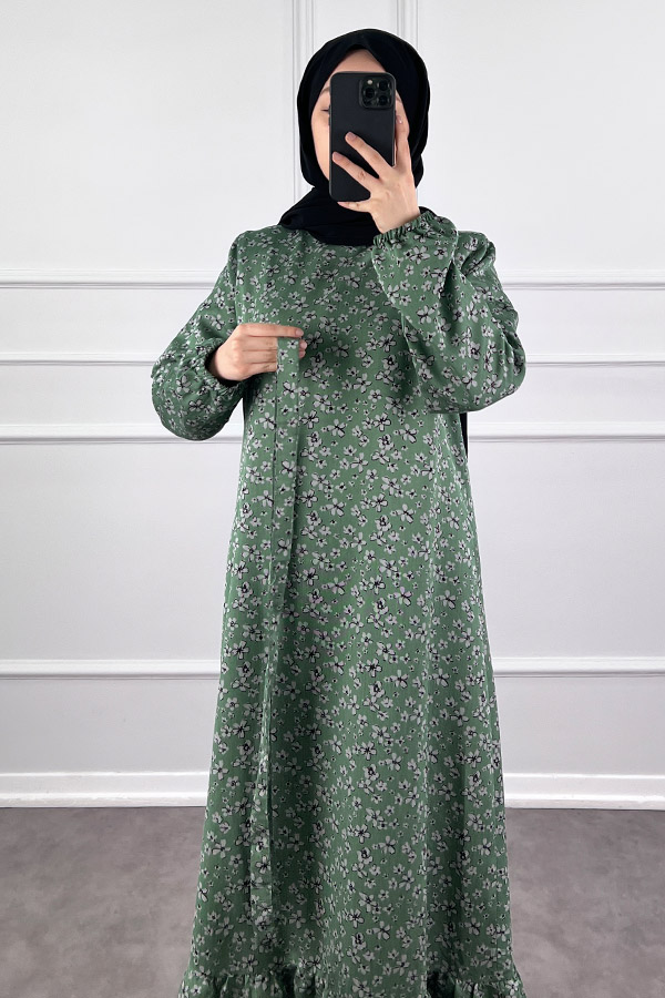 Kuşaklı Tensel Elbise - Yeşil Kuşaklı Tensel Elbise - Yeşil