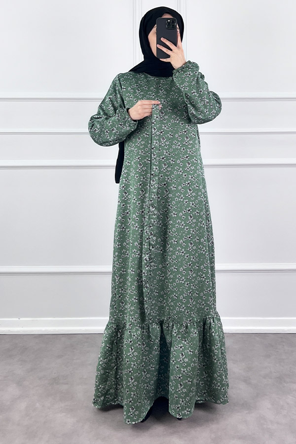 Kuşaklı Tensel Elbise - Yeşil Kuşaklı Tensel Elbise - Yeşil