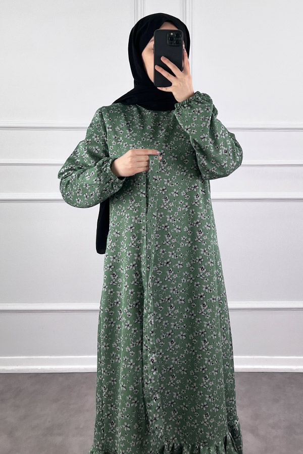 Kuşaklı Tensel Elbise - Yeşil Kuşaklı Tensel Elbise - Yeşil