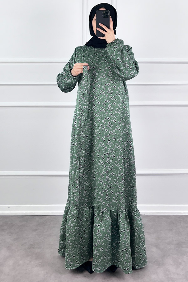 Kuşaklı Tensel Elbise - Yeşil Kuşaklı Tensel Elbise - Yeşil