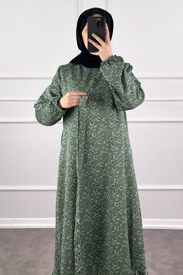 Kuşaklı Tensel Elbise - Yeşil Kuşaklı Tensel Elbise - Yeşil