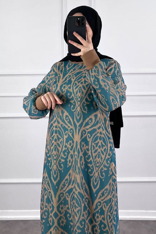 Nilüfer Şifon Elbise - Yeşil