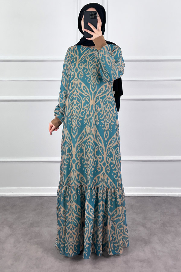 Nilüfer Şifon Elbise - Yeşil