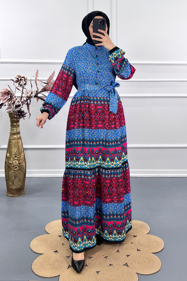 Otantik Elbise - Mavi