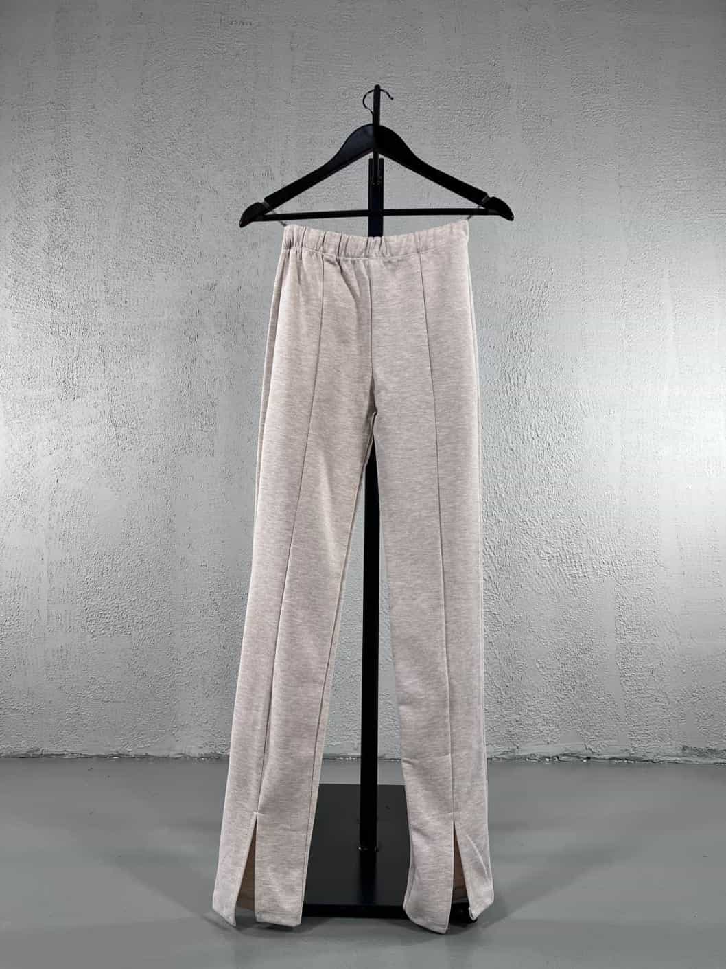 Paça Yırtmaçlı Dar Kalıp Tayt - Bej