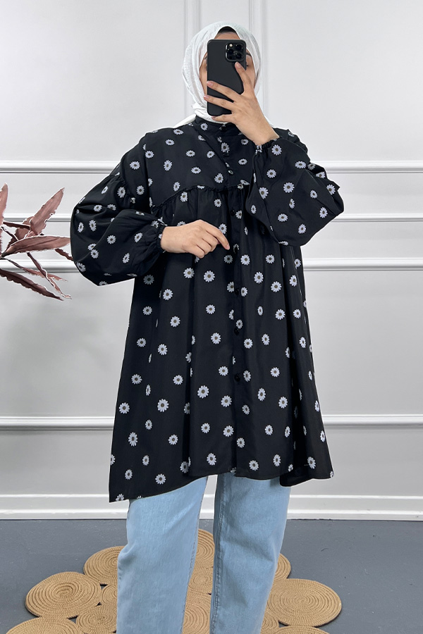 Papatya Gömlek Tunik - Siyah Papatya Gömlek Tunik - Siyah
