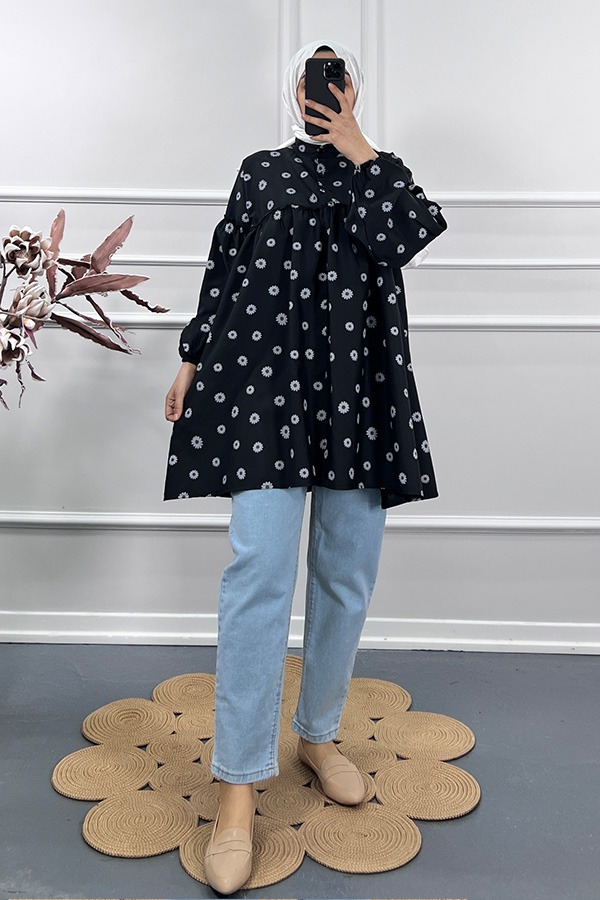 Papatya Gömlek Tunik - Siyah Papatya Gömlek Tunik - Siyah